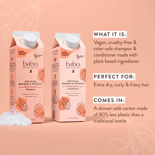 Miniatura 5 de Babo Botanicals Defining Baobab & Rosehip Shampoo + Bundle with Conditioner – For extra dry, curly hair – Smooth & Define – Passion Fruit Ferment