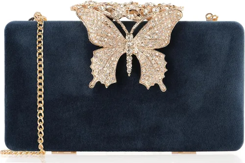 Miniatura 18 de Dexmay - Bolso de noche para mujer con cierre de mariposa y diamantes de imitación