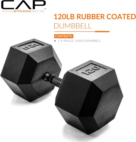 Miniatura 2 de CAP Barbell Peso de la mancuerna hexagonal recubierta, individual, 10-120 libras, múltiples opciones