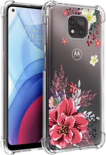 Miniatura 10 de Osophter Funda para Moto G Power 2021, diseño floral floral para niñas y mujeres, absorción de golpes, flexible de goma TPU para Motorola G Power