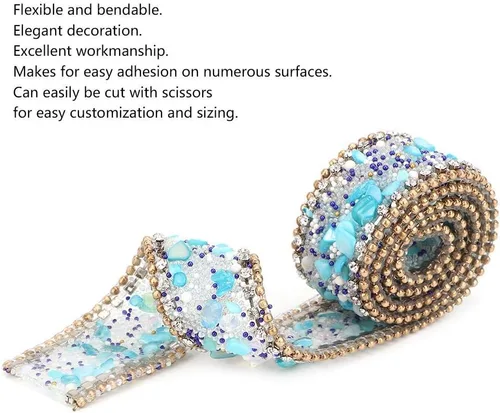 Miniatura 4 de Cinta autoadhesiva con diamantes de imitación de cristal, cadena de cuentas de 16.4 pulgadas para decoración de vestidos de boda, fiesta
