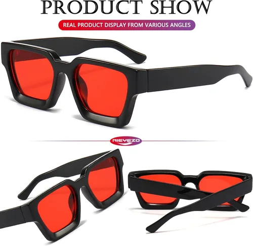 Miniatura 142 de AIEYEZO Gafas de sol cuadradas para mujeres y hombres, gafas de sol cuadradas con montura gruesa, estilo de diseñador simple