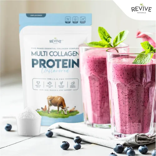 Miniatura 3 de Polvo de proteína de colágeno hidrolizado multi (16oz) - Tipos I, II, III, V y X - Bovino alimentado con pasto (Peptan®), marino capturado