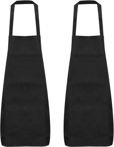 HARFINGTON Delantales de babero lisos delantales lavables delantales de cocina delantales de cocina delantales de poliéster con 2 bolsillos
