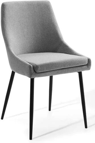 Miniatura 12 de Modway Vizconde - Sillas de comedor laterales tapizadas de tela en color negro y azul - Juego de 2