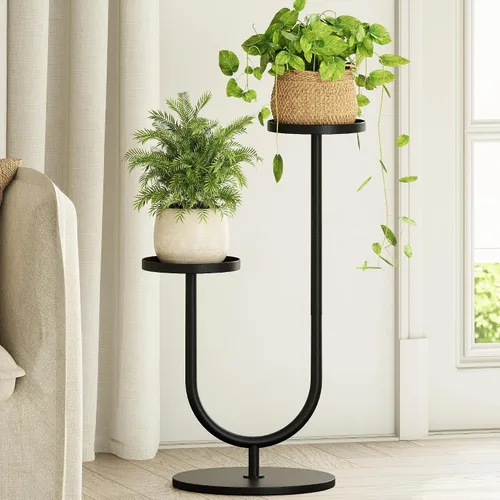 Bamworld Soporte de plantas mejorado para exteriores, soporte de metal para plantas, soporte de esquina para interiores, estante de plantas de 2