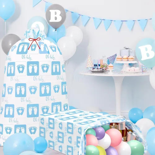Miniatura 5 de Zonon 3 bolsas extragrandes para baby shower, tamaño gigante, de gran tamaño, bolsa de regalo de plástico para revelación de género, bolsa