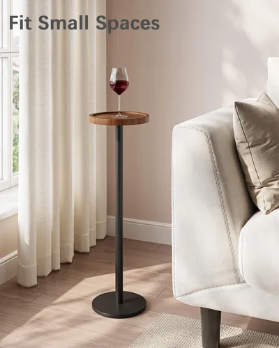 Miniatura 5 de KJGKK Mesa para bebidas, 11 pulgadas de diámetro, mesa auxiliar de pedestal pequeña, mesa de cóctel redonda, mesa auxiliar circular con base