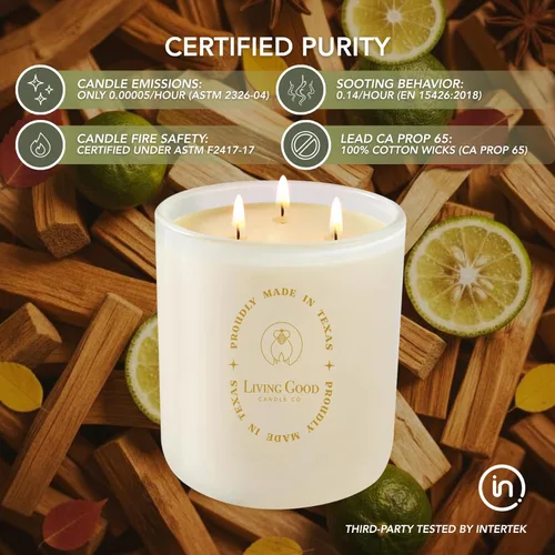 Miniatura 5 de Palo Santo - Vela de cera de abeja pura de Palo Santo y bergamota, más de 90 horas de duración, diseño clásico, velas perfumadas no tóxicas