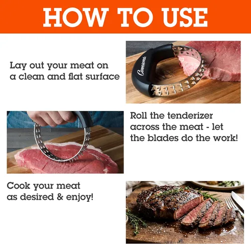 Miniatura 3 de Camerons Herramienta de barbacoa para ablandador de carne, cuchillas afiladas de acero inoxidable que rompen tendones duros en carne de res, aves