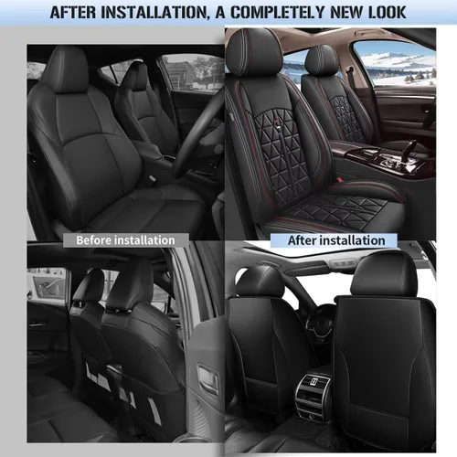 Miniatura 7 de DISUTOGO Juego completo de fundas de asiento de automóvil para Toyota Avalon 2001-2025 2026, de piel sintética, impermeables, compatibles con bolsa