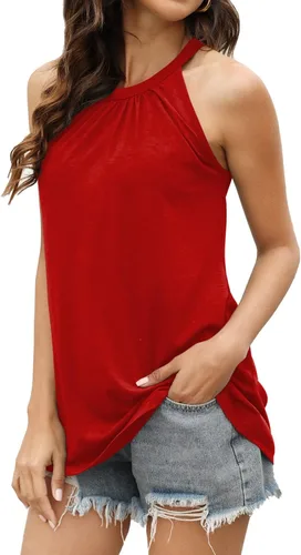 Miniatura 3 de Sieanear Camiseta sin mangas para mujer, de verano, plisada, sin mangas, camisola