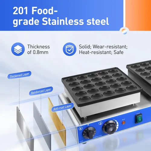 Miniatura 3 de Máquina eléctrica antiadherente para hacer gofres comercial, mini panqueques holandesa, panadero, salud y hogar, multifunción, mini máquina 50pcs