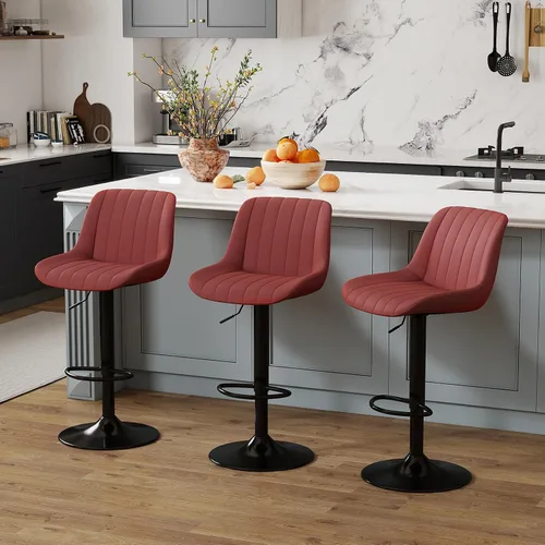 Miniatura 29 de Youhauchair - Juego de 1 taburete de bar, taburetes giratorios de altura de mostrador con respaldo, sillas de bar ajustables de piel sintética
