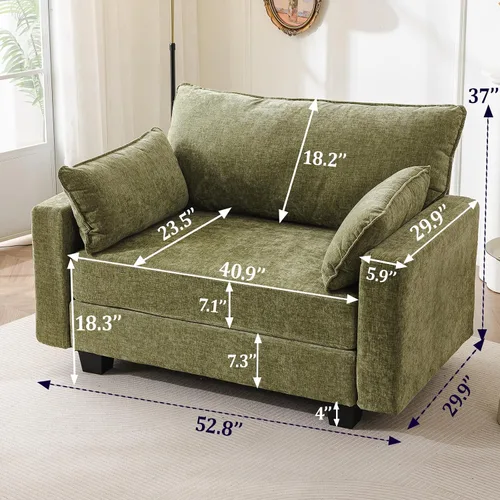 Miniatura 7 de Sofá de dos plazas de 53'' con almacenamiento en todos los asientos, sofá seccional modular con asiento profundo, cómodo sofá de gran