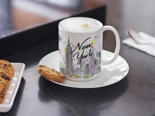 Miniatura 4 de Sweet Gisele Taza inspirada en la ciudad de Nueva York Taza de café de cerámica NYC Skyline del centro de Manhattan Empire State Building