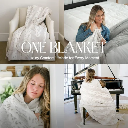 Miniatura 4 de Minky Designs Arctic Lynx Minky Blanket – Manta ultrasuave de piel sintética para sofá, cama y hogar – Esponjosa, cálida y lujosa – Colección Posh