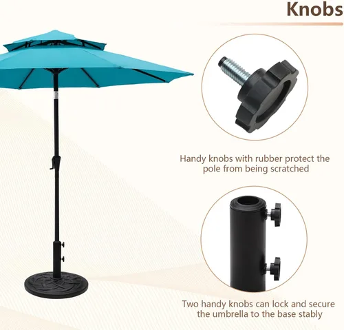 Miniatura 4 de C-Hopetree Base redonda resistente de 26 libras para sombrilla de mesa de mercado de patio al aire libre, color negro