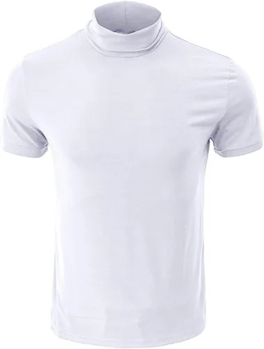 Miniatura 3 de Camiseta de cuello alto falso para hombre, de manga larga, diseño básico, elástica, ligera