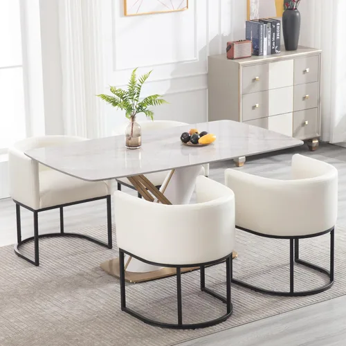 Miniatura 28 de RIVOVA Silla de Comedor Tapizada, Sillón Lateral Moderno Tipo Barril Tapizado, Sillas de Comedor Tapizadas, Cómodo Sillón, Silla Lateral de Cocina