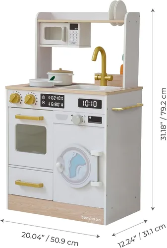 Miniatura 8 de Teamson Kids Little Chef Lake Tahoe - Cocina Inteligente de Juguete con Lavadora, Horno, Microondas y Amplio Almacenamiento, Juego Saludable Limpio