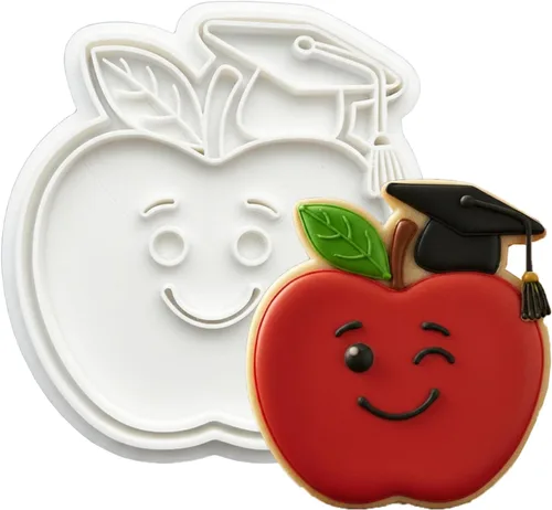 Miniatura 8 de Juego de cortador de galletas de regreso a clases con sellos de émbolo, 11 piezas, regalos de cocina, cumpleaños, vacaciones, ácido poliláctico 3D