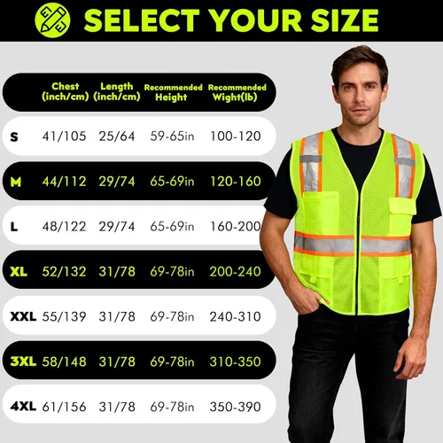 Miniatura 5 de Chalecos de seguridad con logotipo personalizado (S, M, L, XL, 2XL, 3XL, 4XL) Chalecos de seguridad reflectantes de alta visibilidad Clase 2