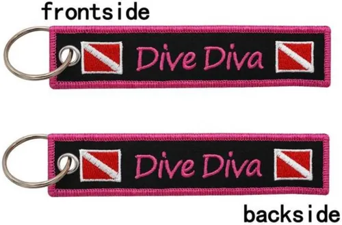 Miniatura 2 de Dive Diva Diver Down Flag Buceo Llavero Anillo, Rojo