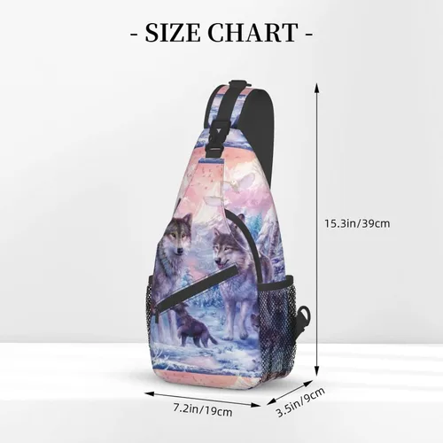 Miniatura 3 de PSVOD Bolsos cruzados de la familia de los lobos, Bolsos de hombro de los hombres, Mochilas de hombro en el pecho, Bolsos de cintura, Bolsos