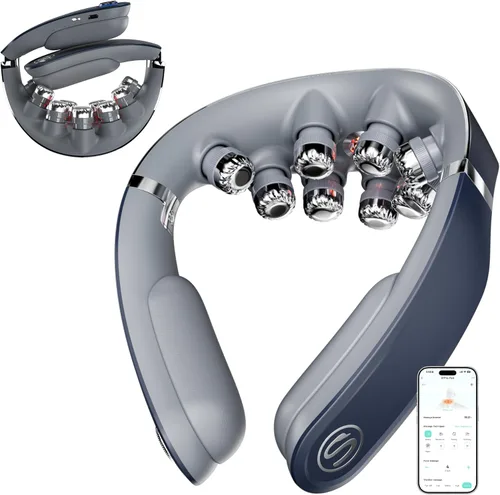 SKG G7 Pro - Masajeador de cuello plegable para aliviar la tensión de tejido profundo con calor y vibración, masajeador de viaje inalámbrico, regalo