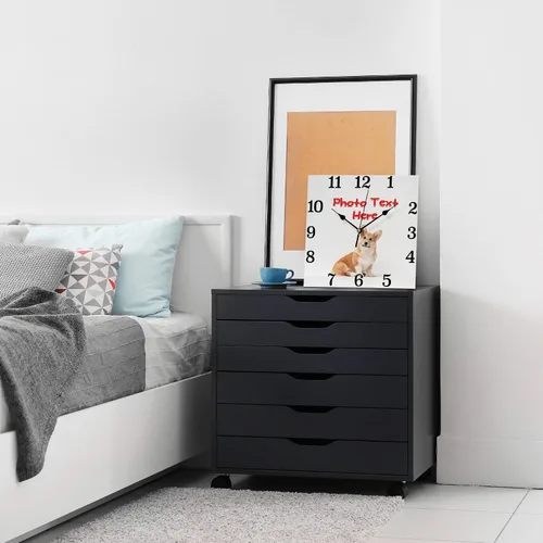 Miniatura 4 de Reloj personalizado cuadrado de pared con fotos personalizables, de 8 pulgadas, decoración silenciosa sin tictac para sala de estar, cocina, baño