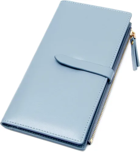 Miniatura 2 de ZRTARY Billeteras para mujer, delgada, plegable, con bolsillo para monedas, con cremallera, B-Azul A, Un bolsillo con cremallera