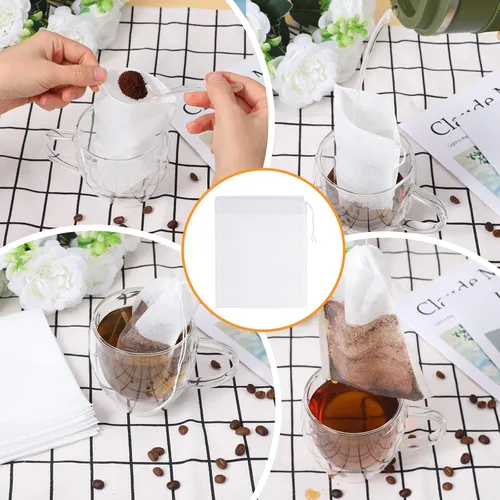 Miniatura 4 de 800 bolsas de filtro de té desechables de 4 x 6 pulgadas con cordón, para té de hojas sueltas, café frío, té helado, especias, preparación casera