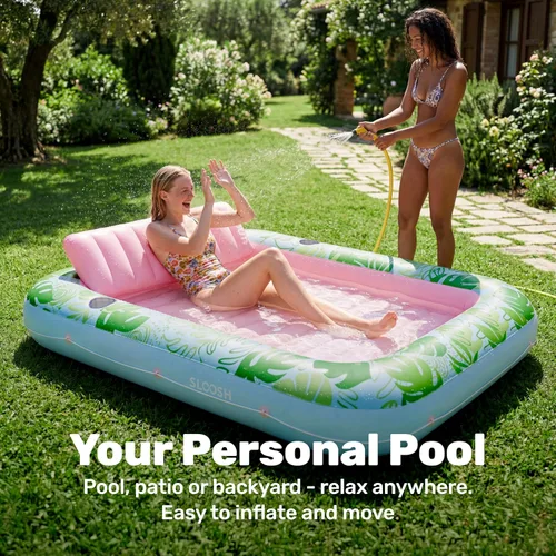Miniatura 3 de SLOOSH Flotador inflable para piscina de bronceado, 85 x 57 pulgadas, flotadores de piscina extra grandes para adultos con almohada, flotador 4 en 1