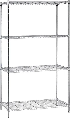 Miniatura 63 de Quantum Storage Systems kit para principiantes para unidad de librero de 4 niveles, de 54 pulgadas de alto, en alambre, con acabado en cromado