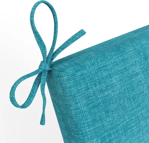 Miniatura 5 de Pillow Perfect 1 cojín sólido para asiento de silla con respaldo sólido para interior/exterior con lazos, esquinas redondeadas, asiento profundo