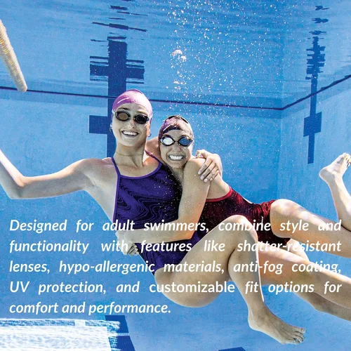 Miniatura 4 de Sporti Gafas de natación unisex para adultos, gafas de natación antivaho para hombres y mujeres, resistentes a roturas, correas dobles, varios