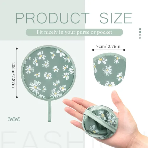 Miniatura 2 de Kigley 12 ventiladores de mano redondos plegables a granel, 4 estilos de abanicos plegables de mano con bolsa portátil para verano, bodas