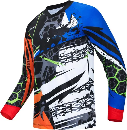 JPOJPO Jersey de ciclismo para hombre, camiseta de manga larga, para jóvenes, todoterreno, para motocicleta, ropa de bicicleta, anti-UV