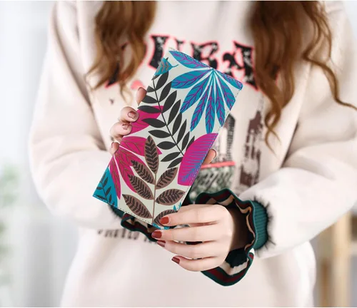 Miniatura 159 de HUA ANGEL Billetera para mujer, ultra delgada y delgada, con bloqueo RFID, tarjetero de crédito, doble embrague, carteras largas, regalo para A-ámbar