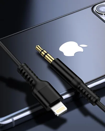 Miniatura 2 de Cable auxiliar para iPhone, cable de audio Lightning de 3.5mm con espiral, cable auxiliar macho certificado MFi de Apple para iPhone 14 Pro Max 13