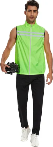 Miniatura 5 de bpbtti Chaleco de seguridad Hi-Viz para hombre, chaleco cortavientos sin mangas, resistente al viento y reflectante