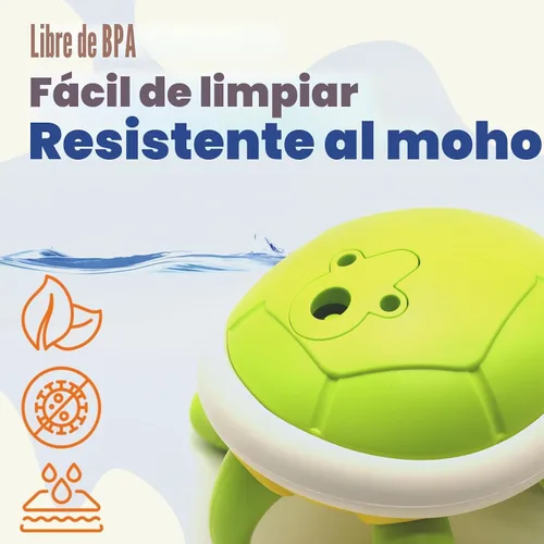 Miniatura 8 de Sizobi Juguetes de Baño para Bebés, Juguete de Baño de Tortuga Recargable con Rociador para Niños Pequeños con 5 Anillos, Juguete de Rociador