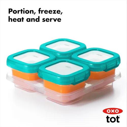 Miniatura 4 de OXO Tot Baby Blocks - Contenedores de almacenamiento para congelador, color verde azulado (4 onzas)