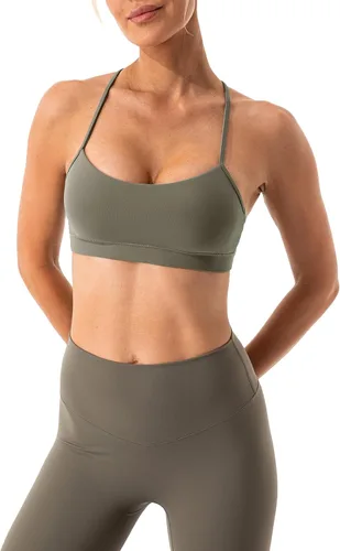 Miniatura 4 de Lavento Brasier deportivo con espalda en Y para mujer, tirantes delgados, acolchado de bajo impacto, para entrenamiento, yoga, tops