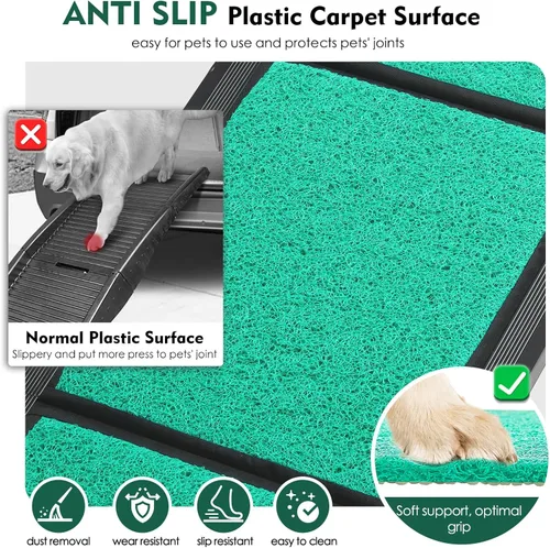 Miniatura 2 de Rampa para perros de longitud máxima de 71 pulgadas y ancho de 20 pulgadas para perros grandes de hasta 250 libras, superficie plegable