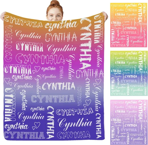 Miniatura 23 de Manta personalizada con nombre para bebés, niños y niñas, mantas de bebé personalizadas con nombre para adultos y niños, manta personalizada
