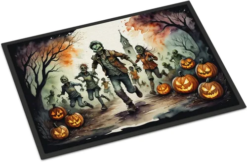 Miniatura 34 de Caroline's Treasures DAC2223MAT - Felpudo espeluznante de Halloween con gato negro de 18 x 27 pulgadas, tapete para puerta delantera