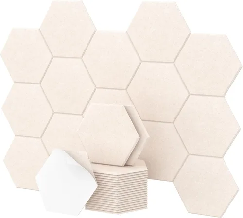 Miniatura 13 de TONOR - Paquete de 18 paneles acústicos hexagonales de alta densidad, paneles de pared insonorizados de 12 x 10 x 0.4 pulgadas, paneles absorbentes