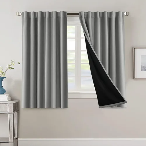 Miniatura 125 de H.VERSAILTEX Cortinas 100% opacas para dormitorio con forro negro, cortinas de oscurecimiento de habitación completa, con aislamiento térmico
